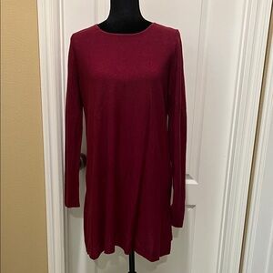 Eileen Fisher Rich Burgundy Knit Tunic Top